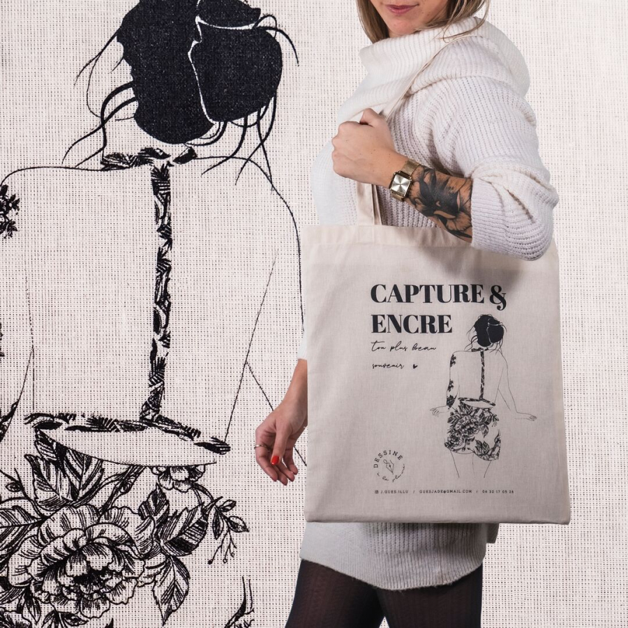 Dessiné à la plume : des tote bags sérigraphiés